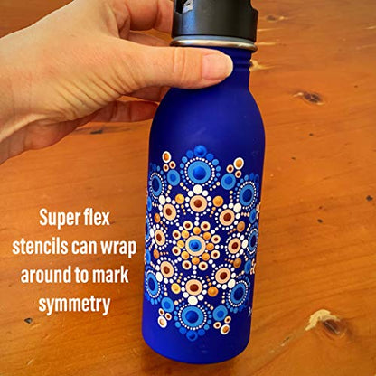 Super Flex Silicone Stencil Set - Dotting Tools - Happy Dotting Company - 2 pc Mandala Stencils - Ideal for Stone Art, Mugs, Bottles