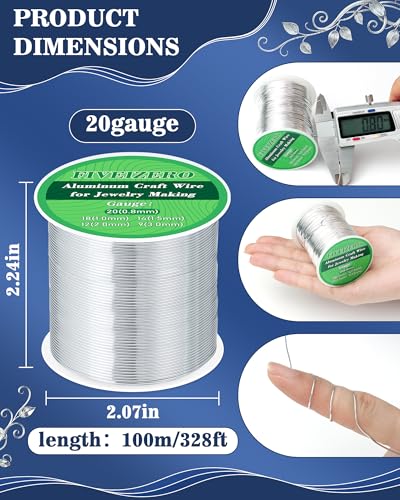 FIVEIZERO 20 Gauge Wire Aluminum Craft Wire,328ft Sliver Jewelry Wire - size: 20 Gauge
