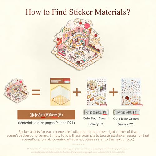 3D Sticker Scene Book 2-Pack | 67 Pages, 26 Immersive Scenes, DIY Miniature Diorama Kit, Stress Relief & Focus - color: 2-book Set | 67 Sheets (7.7x5.4in & 10.3x7.9in)