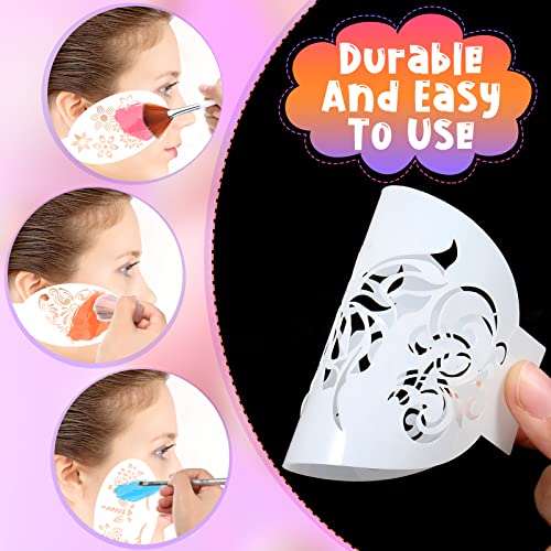 Chinco 24 Pieces Face Paint Stencils Face Body Tattoo Templates Painting Stencils for Kids Holiday Halloween Makeup Body Art Tattoos(Graceful Style) - color: Graceful Style