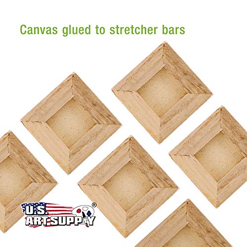 U.S. Art Supply 3x3 Mini Canvases for Painting, 24 Pack Bulk | Small Stretched Artist Canvas Professional Primed - Ideal for Arts & Crafts - size: 3" x 3" - Pack of 24