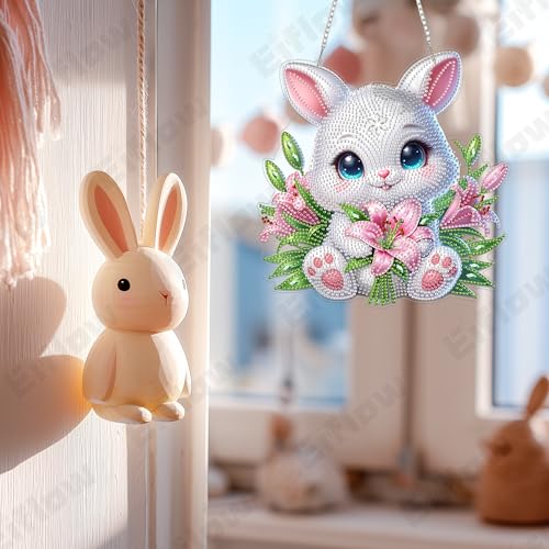 Eiflow Acrylic Diamond Art Hanging Kit for Adults, DIY Diamonds Painting Door Hanger Board Kit, Special Crystal Diamond Art Painting Pendant Ornament (Holding Tulips) - color: Holding Tulips