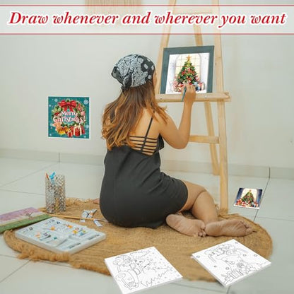 Sherr 12 Pcs Pre Drawn Canvas for Adults,Classic Xmas,8 x 8 Inch | Pre Printed Canvas, Sip and Paint Party Canvas Painting Kit, for Holiday Painting Crafts Favor - size: 8 x 8 Inch, style: Classic Xmas