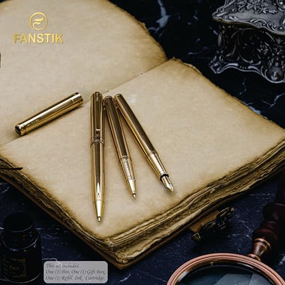 FANSTIK Gold Luxury ballpoint Pen, fancy gift set for women, Real 24K Gold Plating, Professional executive pen gift set for men (Lux BallPoint Gld) - color: A BallPoint Gold