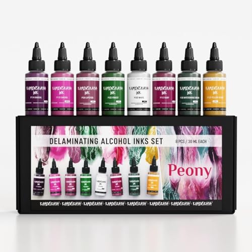 KAMENSKAYA Delaminating Alcohol Ink Set 'Peony', 8 x 1 fl oz - color: Peony