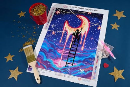 DIAMOND ART CLUB Paint the Moon Diamond Art Kits for Adults | Premium Diamond Painting Kit, Fun DIY Crafts for Adults, Square Diamond Art Canvas, 13" x 18" (33 x 46 cm) - color: Paint the Moon