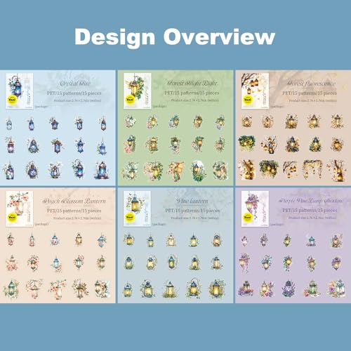 90PCS Firefly Lamp PET Stickers, Fairy Tale Lantern Stickers for Scrapbooking, Journaling and DIY Crafts - color: Firefly Lantern