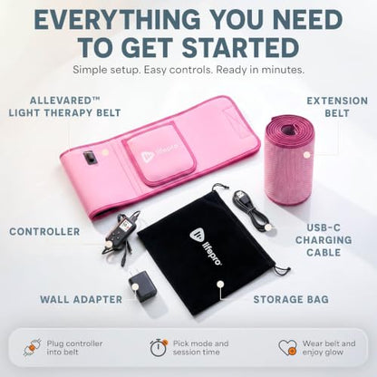 Lifepro Allevared Red Light Therapy Belt -105 Triple Chip LED Belt - color: Pink
