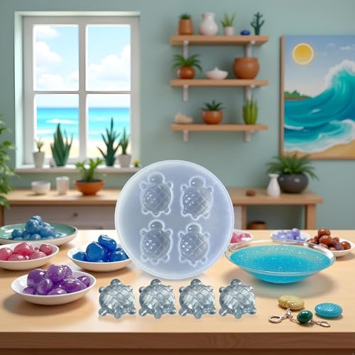 Sea Turtle Silicone Resin Jewelry Molds, Keychain and Pendant Casting Kits for DIY Handmade Crafts, Jewelry Making Supplies, Resin Casting Molds