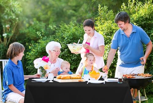 Utopia Kitchen Plastic Table Cloth Disposable (12 Pack - 54x108 Inch) Black Rectangle Tablecloth Waterproof Stain Resistant Party Table Cover | 54x108 Inch Rectangle Tablecloth Waterproof Stain Resistant Party Table Cover - color: Black, size: 54X108 Inch