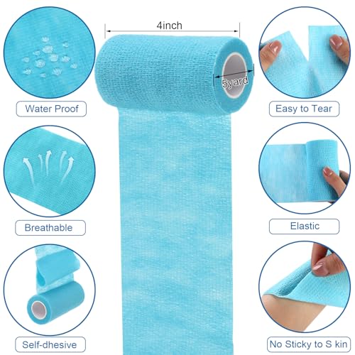Treela 36 Pcs Self Adherent Bandage 4" X 5 Yard Wrap Breathable | Cohesive Bandage Elastic Adhesive Tape for Stretch Athletic Sports Wrist Ankle - color: Light Color, size: 4" X 5 Yard