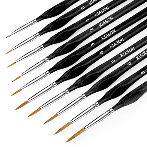 10Pcs Miniature Detail Paint Brushes Triangular Wood Handle Set | Tiny tips for acrylic, oil & watercolor, for paint-by-number, models, figurines, face paint, crafts & adult drawing, Black - color: Black, size: 10