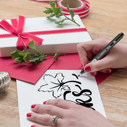 GETHPEN Calligraphy Brush Pen Set, Black Archival Ink for Hand Lettering - color: Black