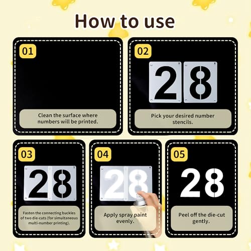 4Inch Number Stencils,10Pcs Plastic Stencils Reusable Curb Stencil Kit | Washable 0-9 Large Number Stencil for Address Painting,Digital Templates for Spray Painting,DIY Crafts,Address Signs - size: 4Inch