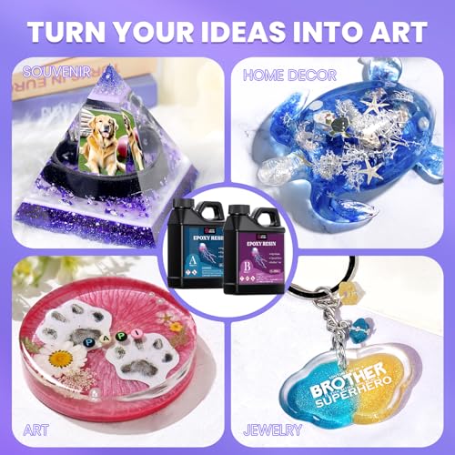LET'S RESIN 34oz Crystal Clear Epoxy Resin, Casting Resin for Beginners | 2 Part Resin and Hardener for Crafts, Bubble Free & Low Odor, Anti-Yellowing, Casting Molds, Jewelry, Art, Easy to Mix - size: 34oz