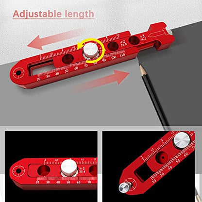 Woodworking Aluminum Alloy Circular Drawing Tool,Fixed-Point Marking Gauge Woodworking Compass Scribe,Metric/British,Adjustable Drawing Circle Ruler