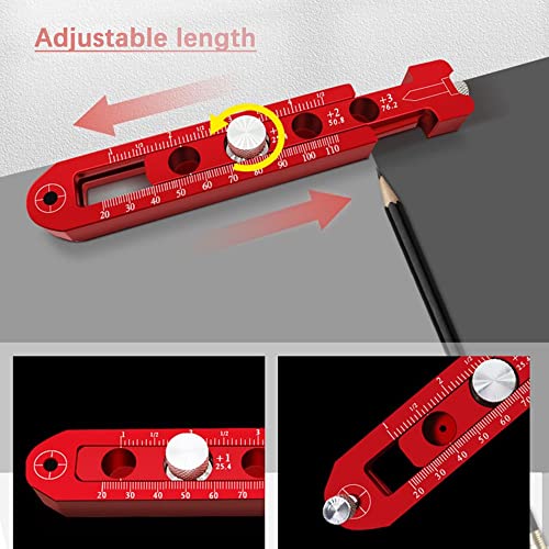 Woodworking Aluminum Alloy Circular Drawing Tool,Fixed-Point Marking Gauge Woodworking Compass Scribe,Metric/British,Adjustable Drawing Circle Ruler