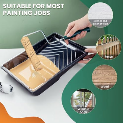 Paint Roller Covers, 40 Pack, 6 Inch, 3/8 Inch Nap | 6 Inch Microfiber Sleeves, 2 Anti-Rust Metal Frames Included, Ideal for Wall & Furniture Painting - size: 6 inch paint roller 40 pack