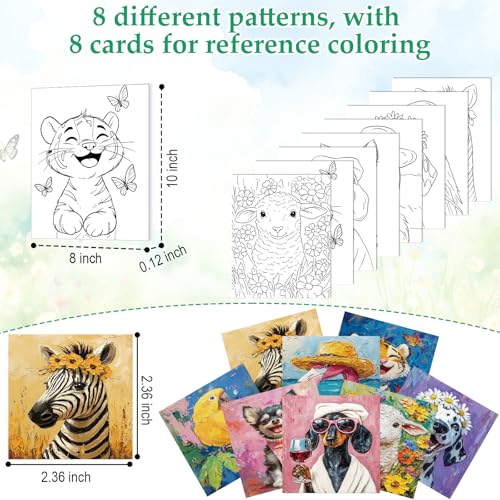 Cholemy 36 Pcs Paint and Sip Kit Gift for Adults 8''x10'',Flower Animals A | Pre Drawn Canvas, Painting DIY Afro Acrylic Painting Kit, Wood Easel Brushes, Date Night Bulk, Summer Halloween Party - style: Flower Animals A