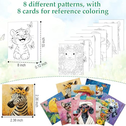 Cholemy 36 Pcs Paint and Sip Kit Gift for Adults 8''x10'',Flower Animals A | Pre Drawn Canvas, Painting DIY Afro Acrylic Painting Kit, Wood Easel Brushes, Date Night Bulk, Summer Halloween Party - style: Flower Animals A