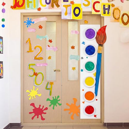 Qunclay 45 x 13 Back to School Giant Palette Art Decor (1pcs, Rectangular) | Giant Paint Palette, Giant Paint Brush Prop, Art Decoration for Classroom Party School Birthday Photo Prop Backdrop - style: Rectangular
