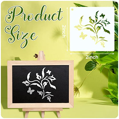 Fainne 100 Pcs 2 Inch Flowers Stencils Small Stencils for Painting | Reusable Craft Stencils, DIY Scrapbook, Wood Wall Fabric Rock Chalkboard Sign Painting, Home Art Decor Projects - style: Flower, Plants