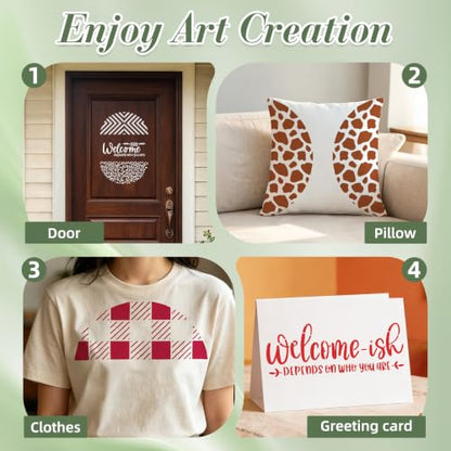 Welcome Stencils for Crafts Reusable 12Pcs Stencils(Length 11.7 Inch) - color: Welcome
