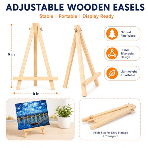 8 Pack 8 x 10 Inch Canvas Boards for Painting, Art Canvas Bulk for Drawing with Paint Brushes & 12 Colors Acrylic Paint, Mini Painting Canvas with Easel Set, Painting Kits for Adults Party Supplies