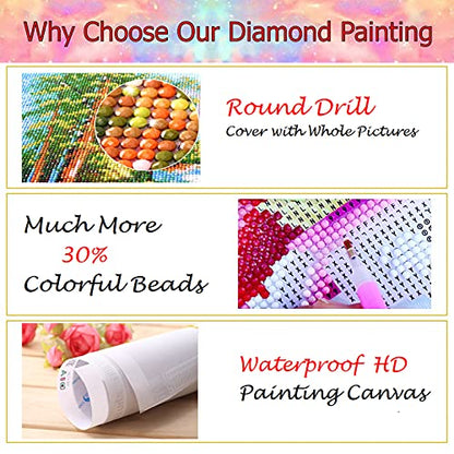 JATOK Diamond Painting Kit for Adults, Letter W, 11.8 x 11.8 in | Full Round Drills Diamond Art Kits for Beginners, customize own alphabet, DIY Gem Art and craft Kits with Complete Tools - color: White
