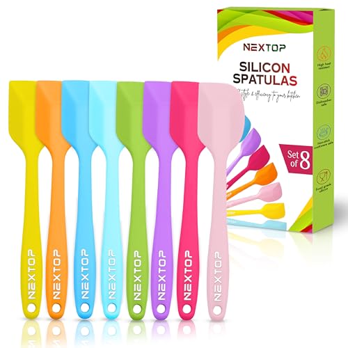 NEXTOP Silicone Spatula 8 Piece Set, Heat-Resistant Non-stick Rubber Spatulas Heat Resistant Seamless One Piece Design Non-Stick Flexible Scrapers Baking Mixing (11 Inches) - size: 11 Inches