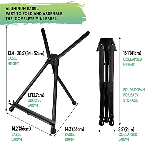 Conda Aluminum Tabletop Easel, Portable Tripod Display Stand Adjustable Height from 15" to 21" with Extension Arm Wings, Desktop Display Easel for Canvas, Paintings, Photos, Signs - style: Black, 1 Pcs