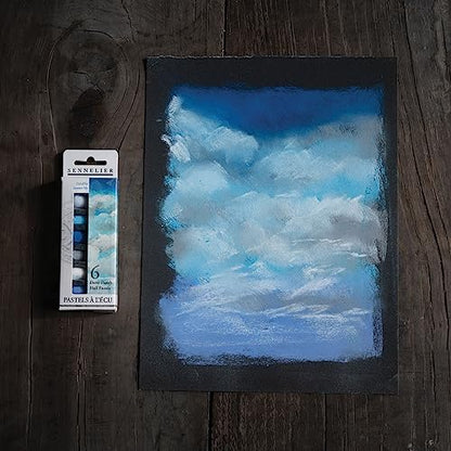 SENNELIER Extra-Soft French Pastel for Professional Artists, Half Pastel Summer Sky inspired Set of 6 - color: Summer Sky