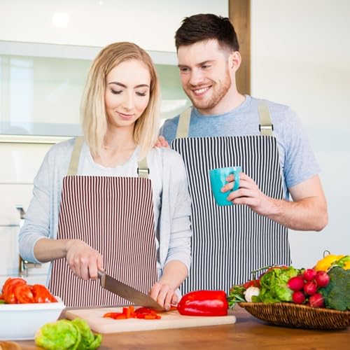 VALOME 2 Pack Kitchen Aprons with Pockets, Cooking Chef Apron for Men Women | Adjustable Neck Strap, Unisex Bib Soft Aprons, Cotton-Blend, for Grilling Cooking Gardening Baking - color: Pink & Blue
