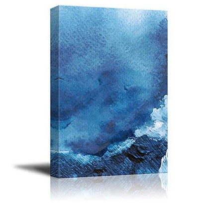 wall26 Canvas Wall Art - Oil Painting Style Abstract Blue Ocean - Giclee Print Gallery Wrap Modern Home Art Ready to Hang - 12x18 inches - color: Artwork - 12, size: 18"L x 12"W