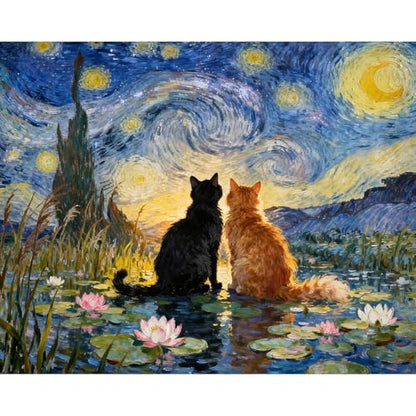 Black Cat Diamond Art Kits for Adults Cute Diamond Painting Kit Beginner - color: DP03668, size: Round Drill