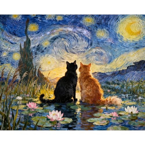 Black Cat Diamond Art Kits for Adults Cute Diamond Painting Kit Beginner - color: DP03668, size: Round Drill