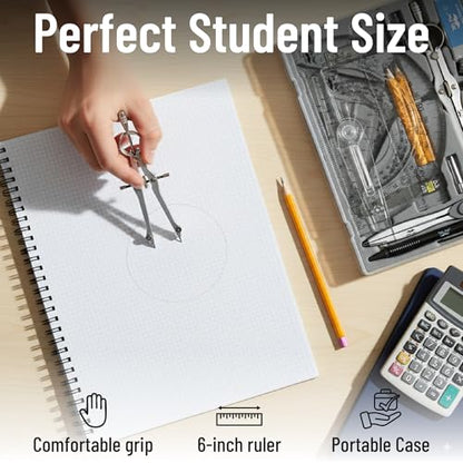 Mr. Pen- Geometry Set, 15 pcs, Purple, 6 Inch Swing Arm Protractor, Divider - color: Purple