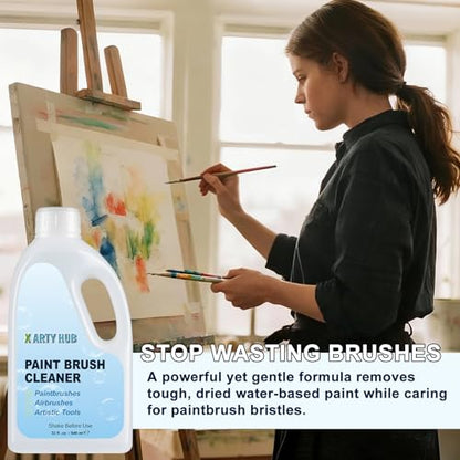 Paint Brush Cleaner 32 fl oz, for Water-Based Acrylic Paints | Gentle Cleaning Solution for Paintbrushes, Airbrushes & Art Tools, Acrylic Paint Cleaner & Airbrush Cleaner
