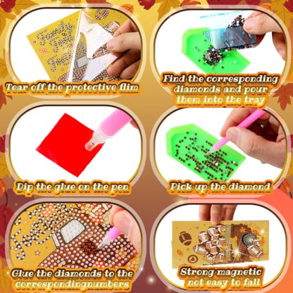 Saillong 12 Pack Fall Football Diamond Painting Greeting Card Kits DIY Autumn Football Diamond Art Cards with Envelopes 5D Rhinestones Painting Making Kit for Adults DIY Crafts Family Friend Gifts - color: Fall Football