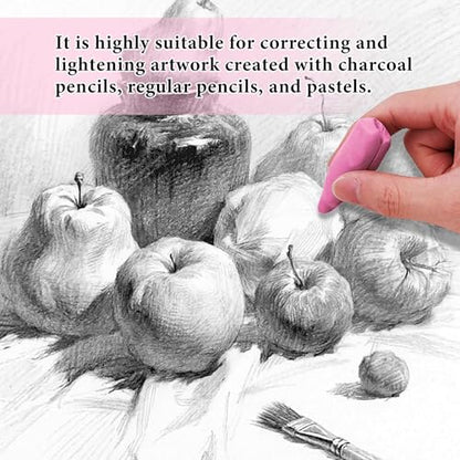 Smilo Kneaded Erasers for Artists, Pink Moldable Putty, 8-Pack | Reusable, Dust-Free and No Smudge, Art Erasers with Storage Case for Charcoal, Graphite, Pencil and Pastel Drawing - color: Pink