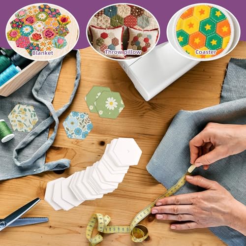 1000 PCS Hexagon Piecing Paper Templates, 1" White Paper templates, Quilting Templates Accessories for DIY Patchwork Crafts and Sewing Supplies - size: 1 Inch- 1000 pcs Hexagon