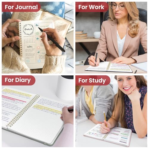 Taja Dotted Spiral Journal Notebook for Women & Men, 140 Pages, Dotted Notebook for Journaling & Note Taking, Journals for Writing, A5(5.7" x 7.9") – Black - color: C.Black, style: b-Dotted