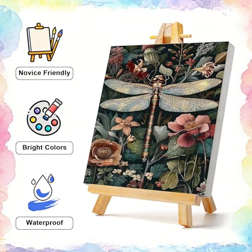 TBAIRO Framed Paint by Numbers Kit for Adults Beginner Dragonfly DIY Painting Kits for Adults Animals Easy Adult Paint by Number Kits on Canvas for Wall Art Decor 8x12 Inch - color: Dragonfly
