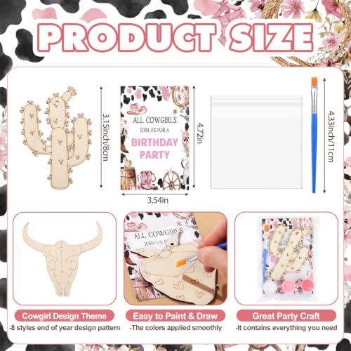 Saypacck 24 Pcs Cowgirl Party Favors Wooden Paint Craft Kits | Cowgirl Painting Crafts, Birthday Goodie Bag Fillers, Thank You Gifts for Kids Celebrations Decor - style: Cowgirl