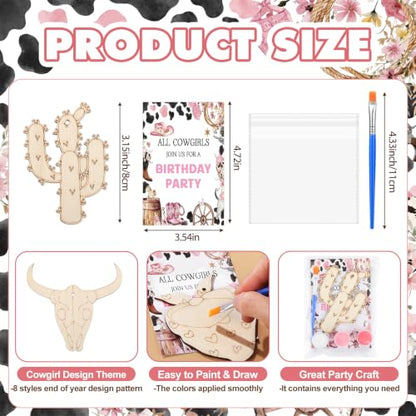 Saypacck 24 Pcs Cowgirl Party Favors Wooden Paint Craft Kits | Cowgirl Painting Crafts, Birthday Goodie Bag Fillers, Thank You Gifts for Kids Celebrations Decor - style: Cowgirl