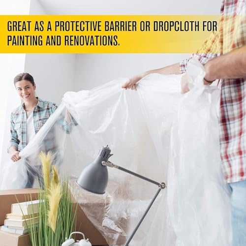 Aluf Plastics Sheeting UV Protection - 20' x 100', 6 MIL Heavy Duty Gauge - Clear Vapor and Moisture Barrier Sheet Tarp/Drop Cloth for Greenhouses, Painting, Furniture Covers, Carpet Cover, Floor - color: Clear, style: 20ft x 100ft UV Sheeting, 6 Mil, 1 C