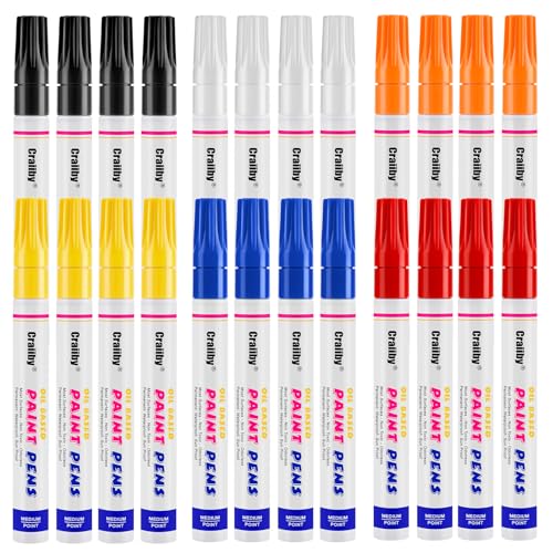 Paint Markers, 24 Pack Oil-Based Waterproof Quick Dry Permanent Paint Pen Set of 6 Colors for Rocks Painting, Wood, Fabric, Plastic, Canvas, Glass, Mugs, Metal, Tire, Stone, DIY Craft - color: Multicolor