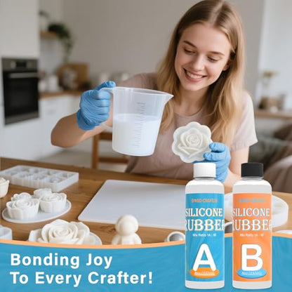 Bond Craftor 15A Silicone Mold Making Kit 16oz, 4H Cure Platinum Silicone | Bubble Free, Translucent, High Tear Strength Liquid Silicone Rubber for Resin, Jewelry, Craft, Soap, 3D Silicone Molds - size: 16oz