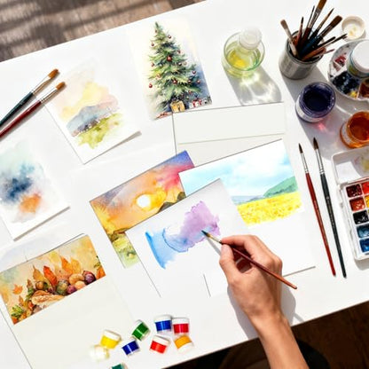 100 Sets 4x6 Inch Watercolor Cards with Envelopes, 140 lb/300 GSM Watercolor Paper Cards, Watercolor Postcards Perfect for Making Wedding Invitation, Notecards, Thank-You and Christmas Card