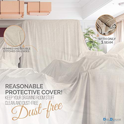 DIRT DEFENSE Drop Cloth Cotton Tarp Large Canvas Tarp for Art Supplies, Drop Cloths for Painting Supplies/Paint Canvas Fabric and Furniture Cover from Paint (12ftx15ft Pack of 1) - size: 12ft x 15ft Pack of 1